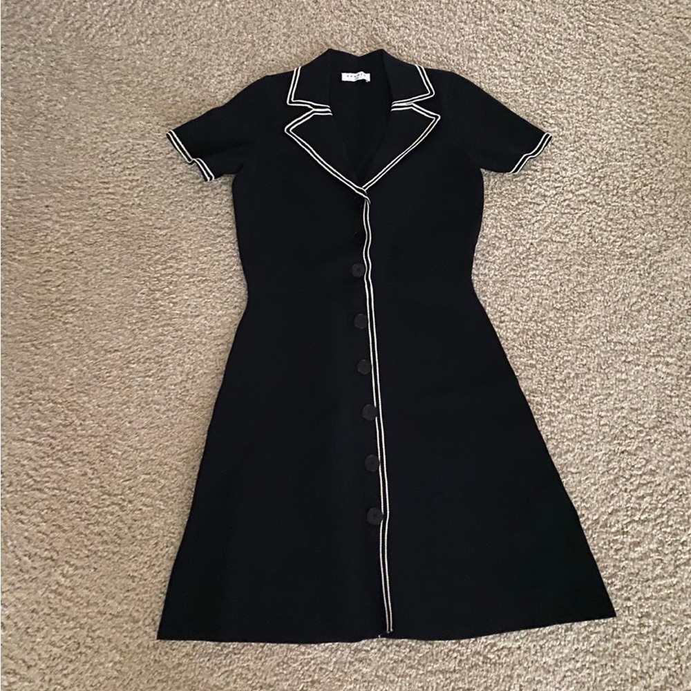Sandro Wo Laureene Contrast Topstitching Knit A-Line Dress - Picture 3 of 4